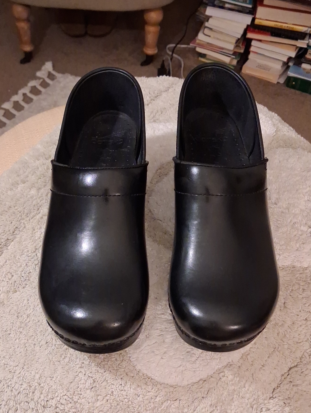 Dansko 41 Black Leather  Slip-On Clogs NWOT